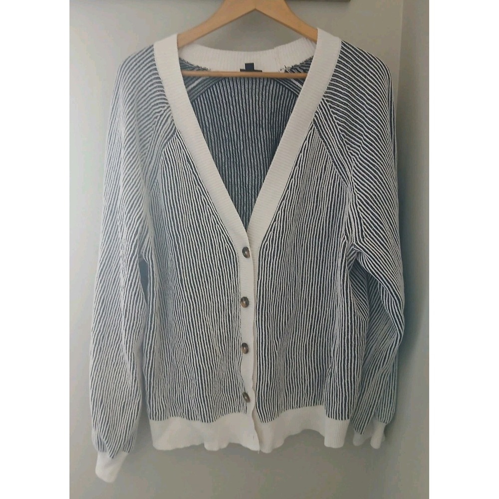 Torrid Chenille Cardigan Size 4 4X 26 Striped V-Neck Preppy Chunky Knit